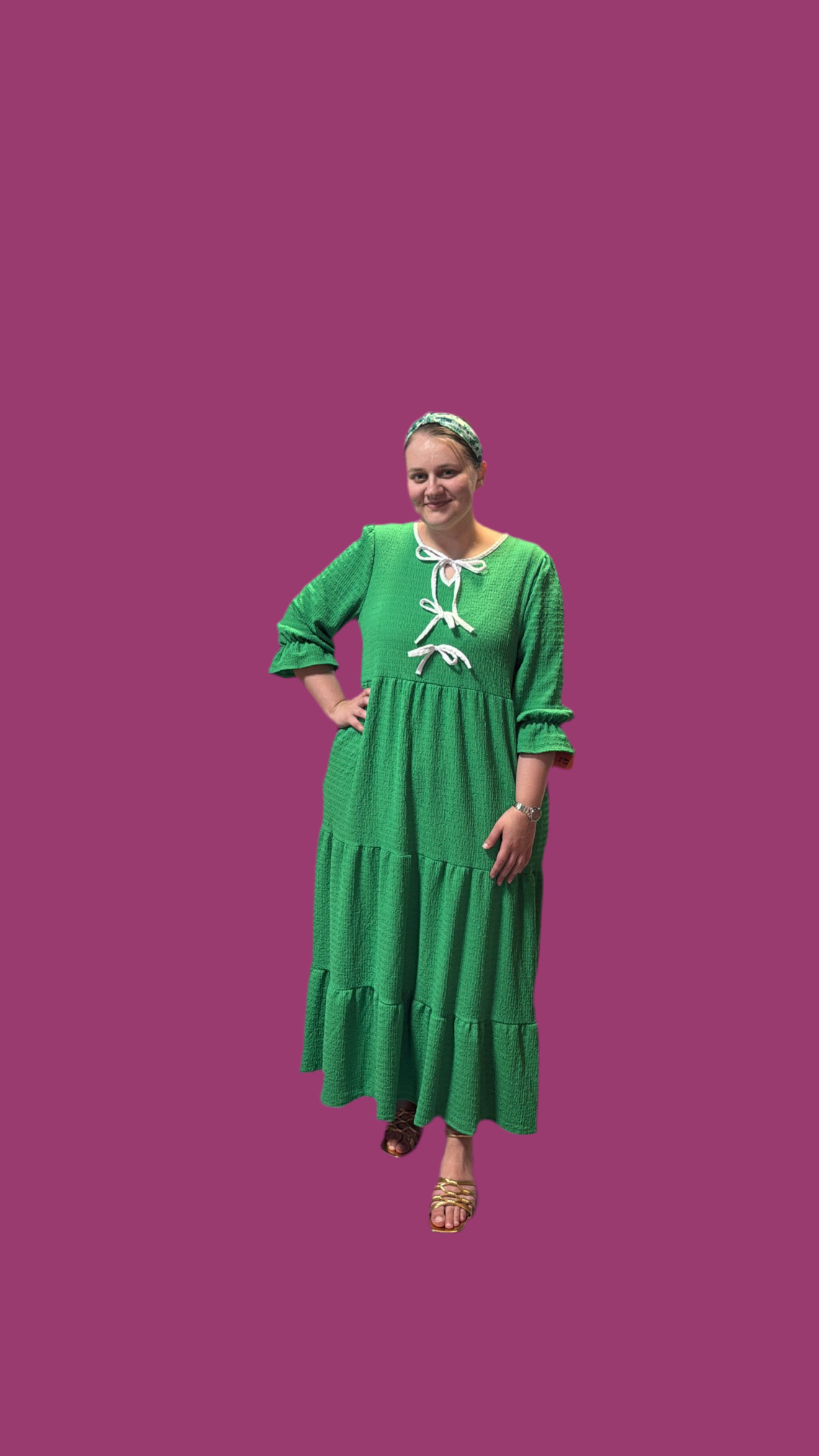 Green Maxi Waffleknit Dress