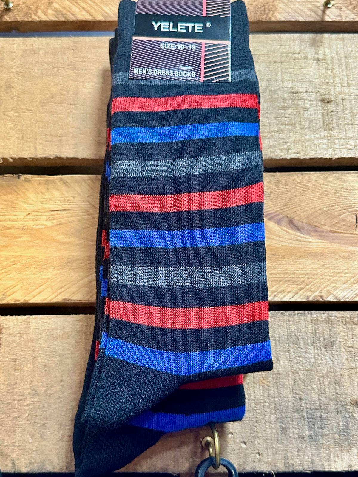 Black/Blue/Red Striped Fun Socks