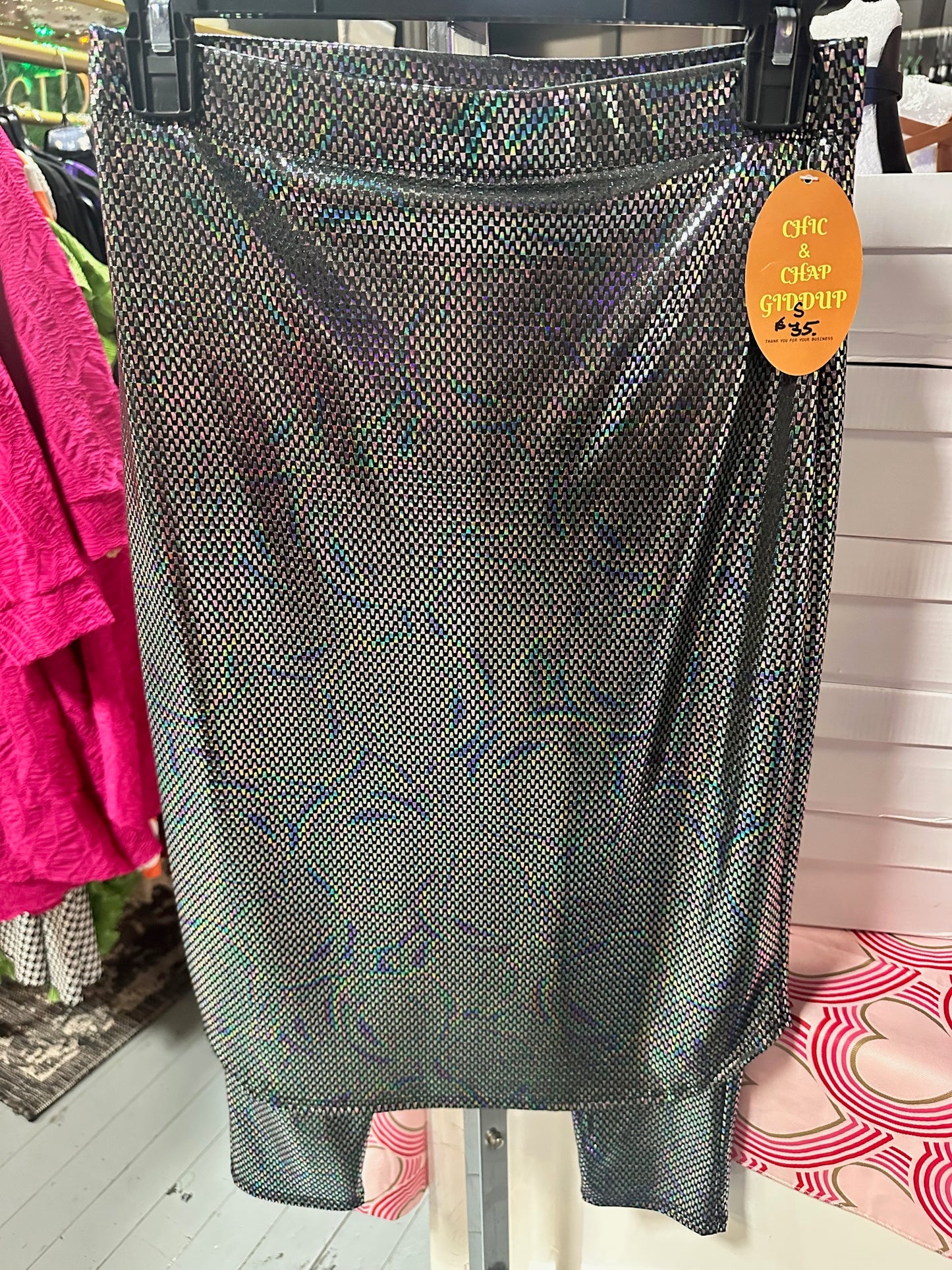 Multi-Colored Holographic Athletic Skirt W/ Leggings