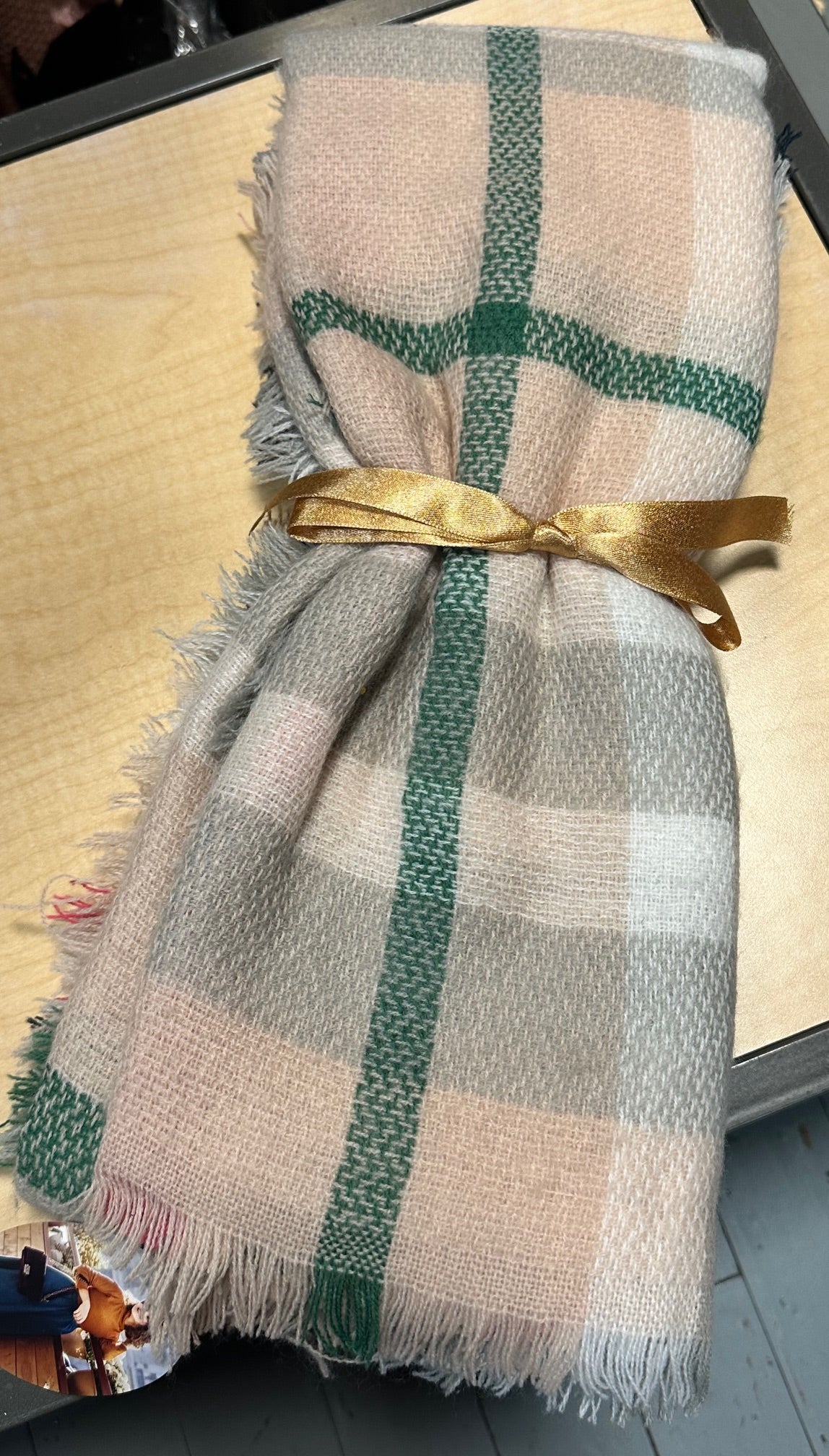 Pink/Grey Plaid Winter Scarf