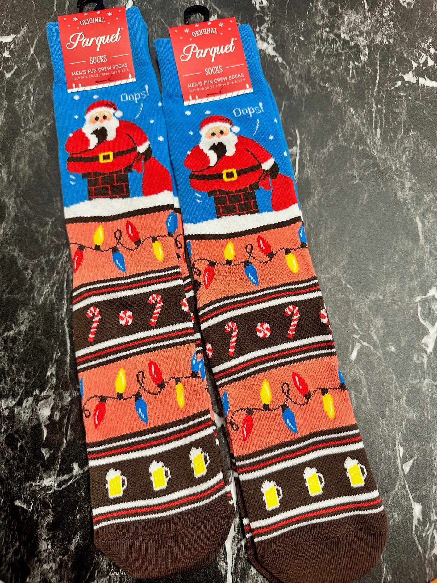 Santa Coming Down The Chimney Fun Socks