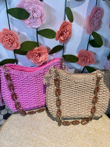 Tan/Pink fashion, braided purse