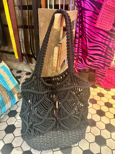 Black Knitted Tote Bag