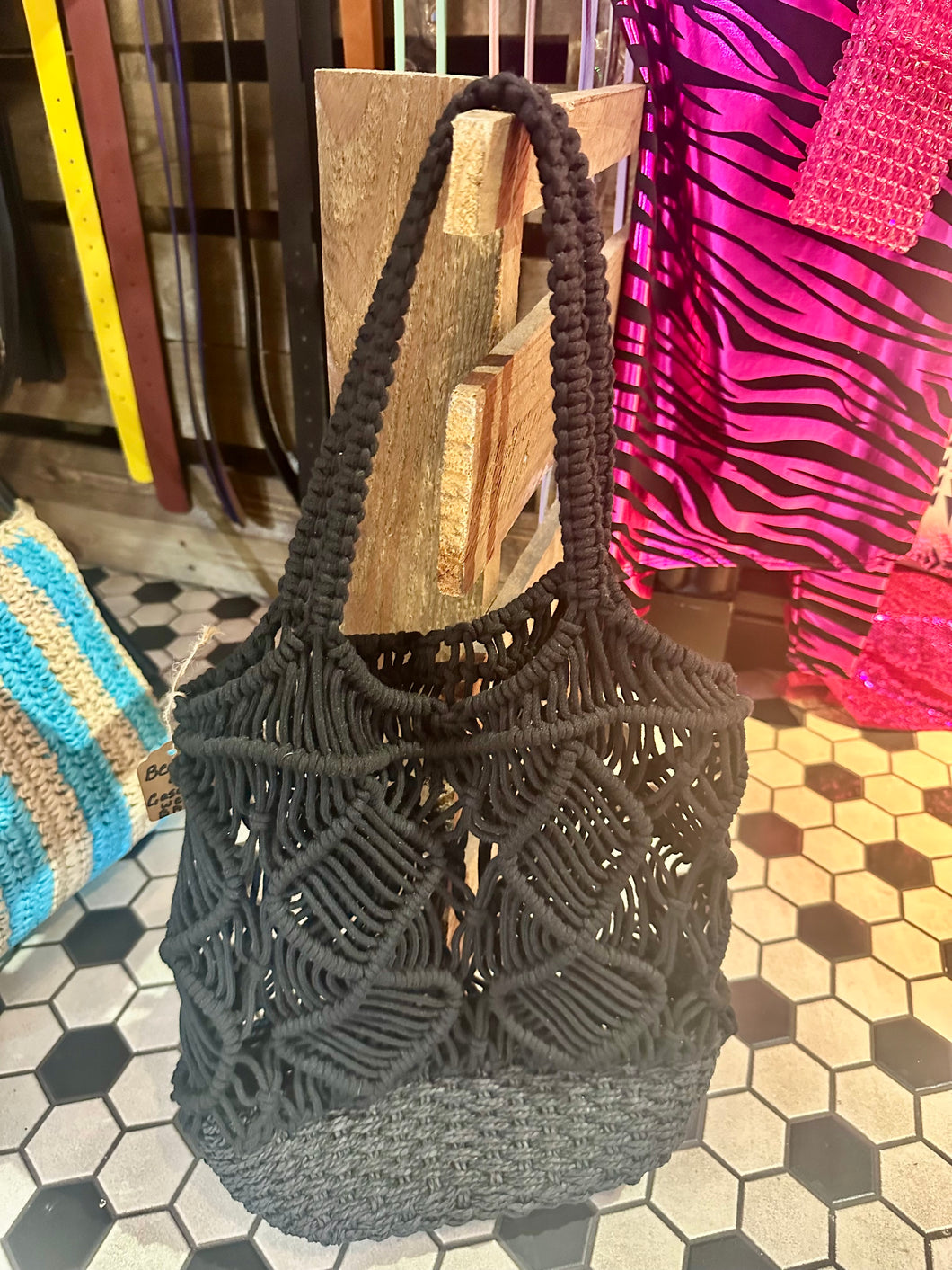 Black Knitted Tote Bag