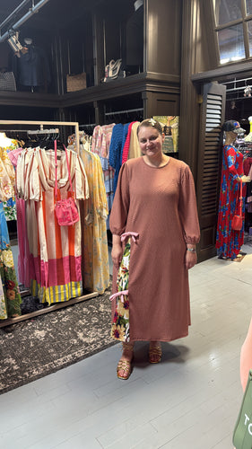 Mauve Pink Waffelknit Plus Size Dress