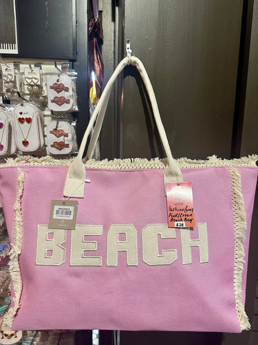 Pink/Cream Beach Bag