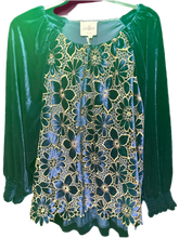 Load image into Gallery viewer, Navy Blue &amp; Gold Velvet Clearance Top