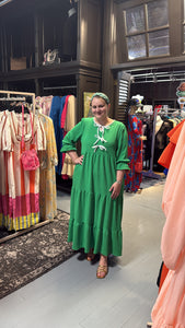 Green Maxi Waffleknit Dress