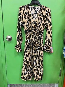 Leopard Belted Bell Sleeve Dress