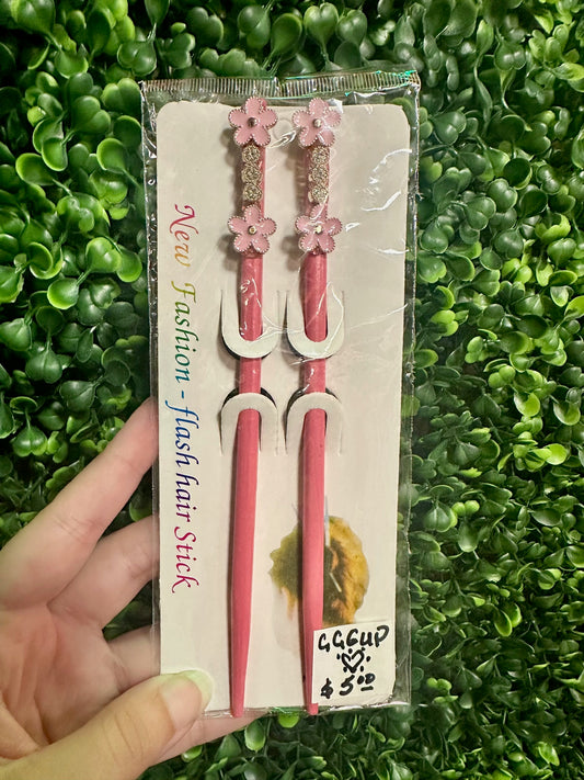 Pink Floral Jeweled Chopsticks