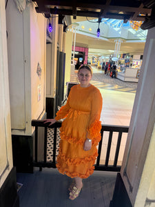 Vibrant Ruffle Tie Dress