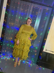Vibrant Ruffle Tie Dress