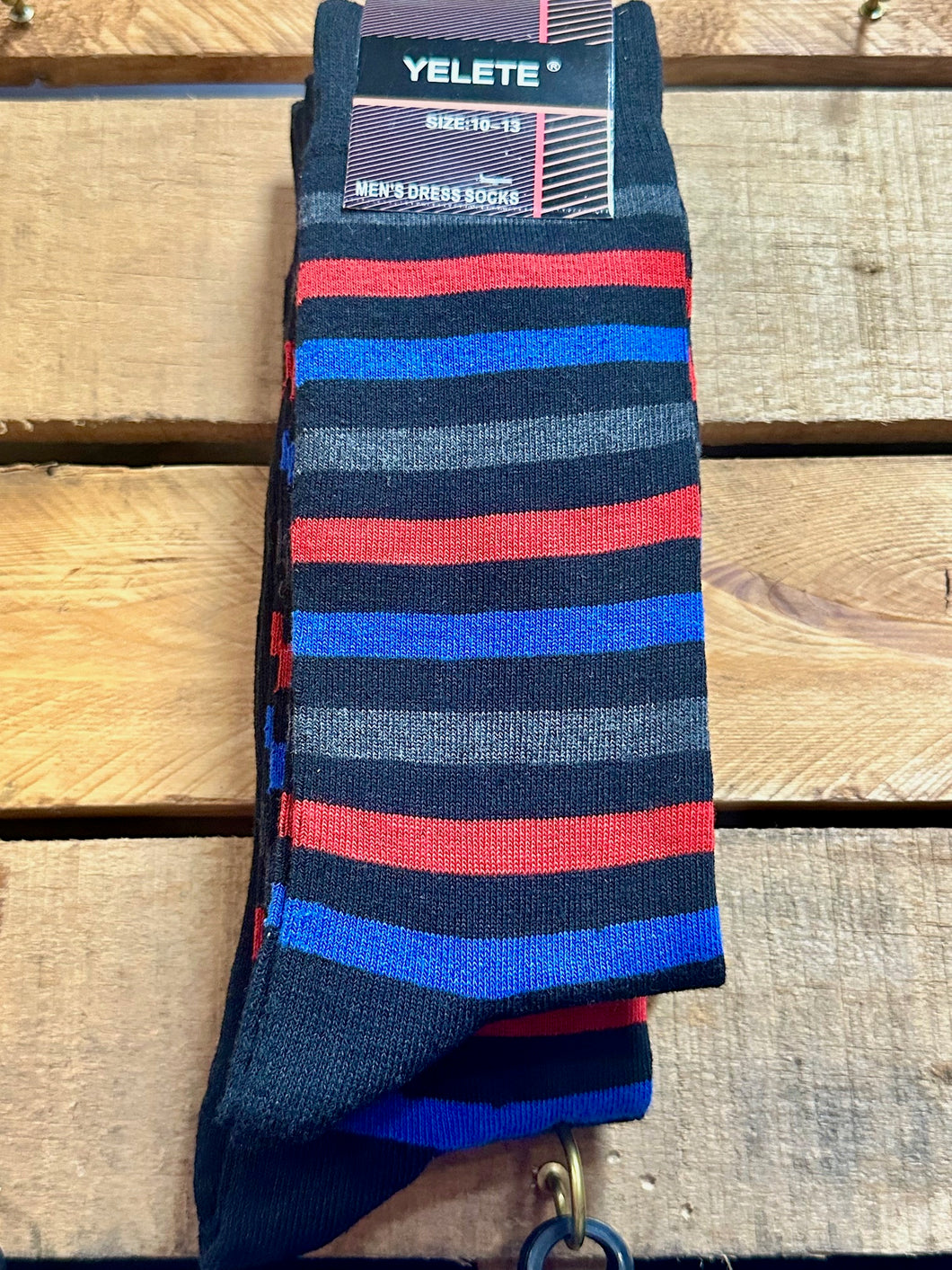 Black/Blue/Red Striped Fun Socks