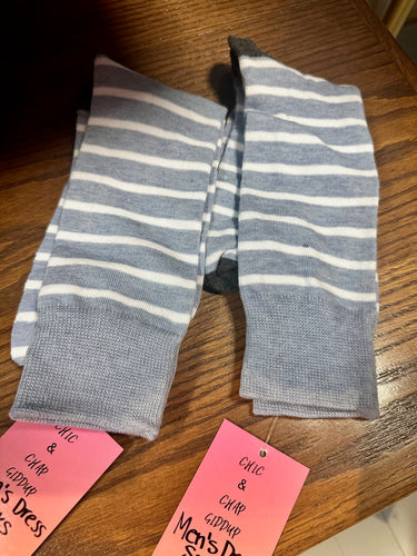 Grey Striped Dress Socks