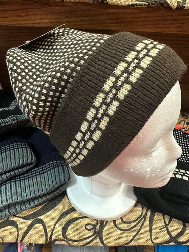 Brown Woven Beanie Hat