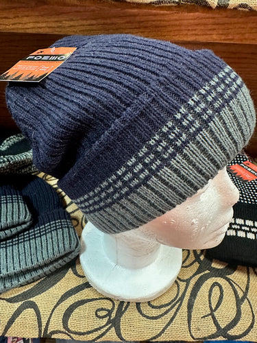 Blue Woven Beanie Hat