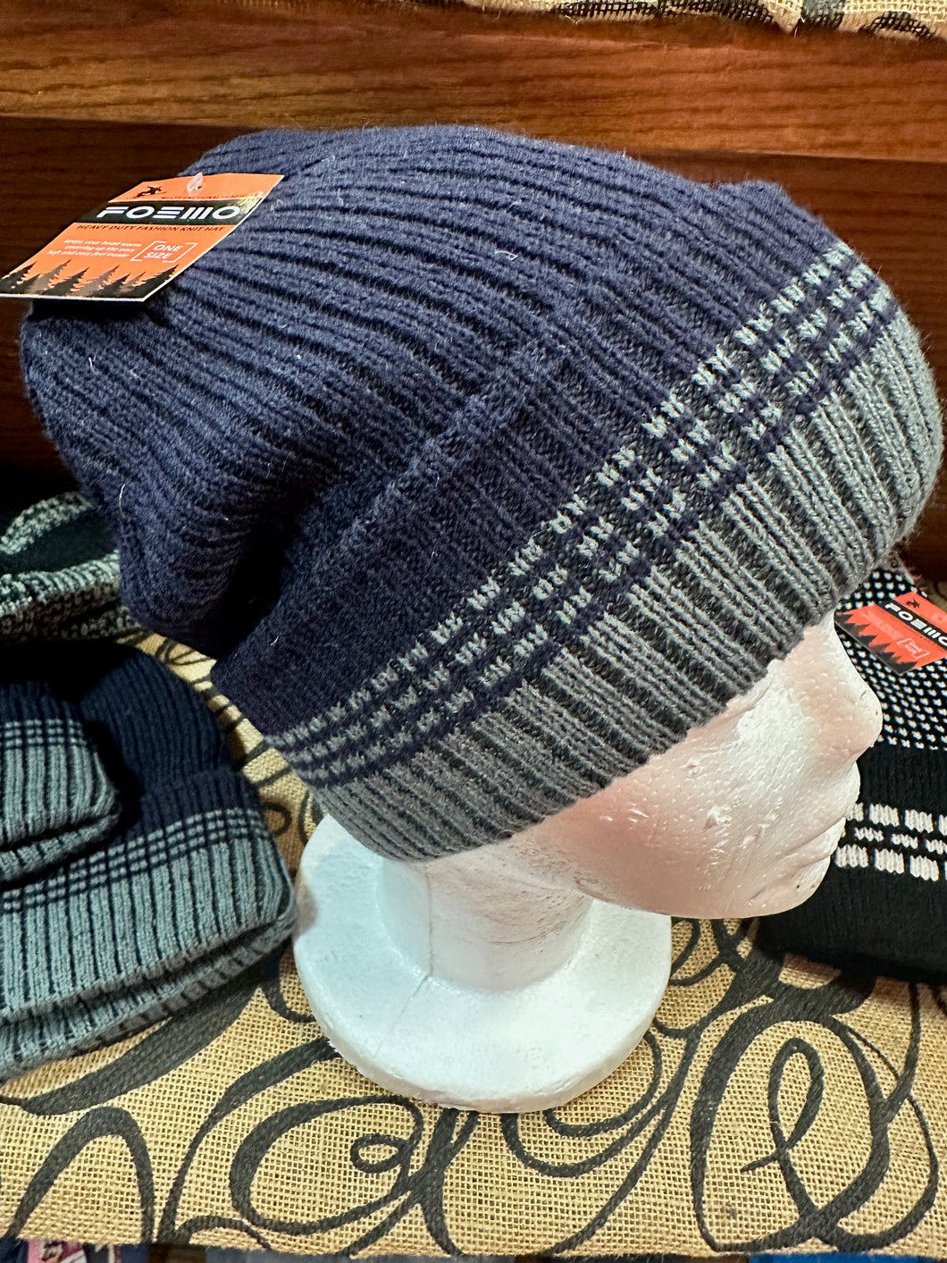 Blue Woven Beanie Hat