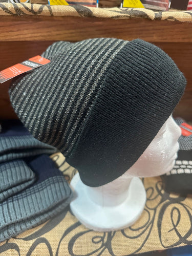 Black Striped Beanie Hat
