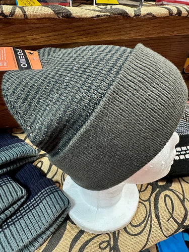 Grey Striped Beanie Hat