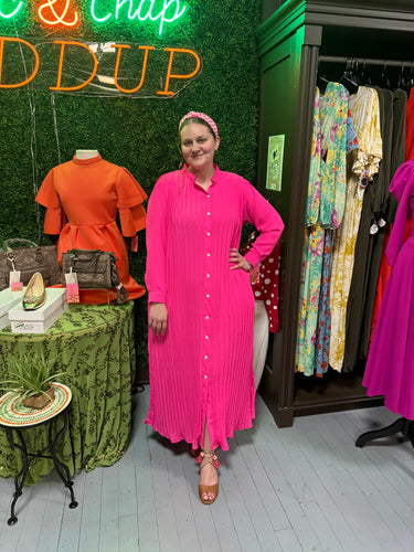 Pink Maxi Pleated Dress