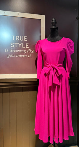 Fuchsia Pink Wide Belt Dress