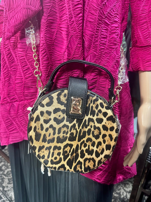 Round Leopard Crossbody Bag