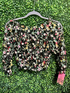 Multi-Color Black Mesh Floral Shirt