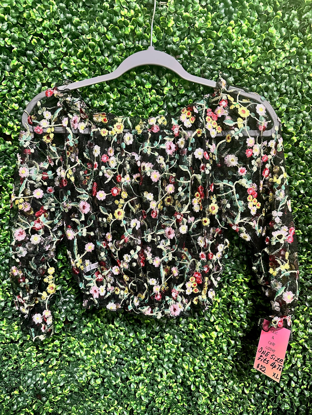 Multi-Color Black Mesh Floral Shirt