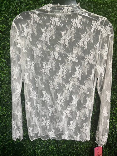 White Lace Mesh Overlay Top