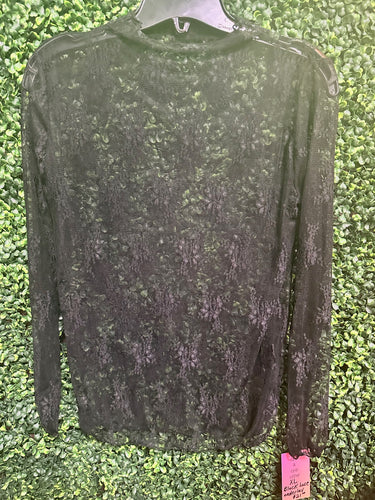 Black Lace Mesh Overlay Top