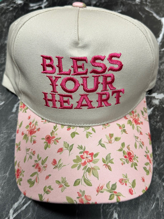 "Bless Your Heart" Floral Baseball Hat