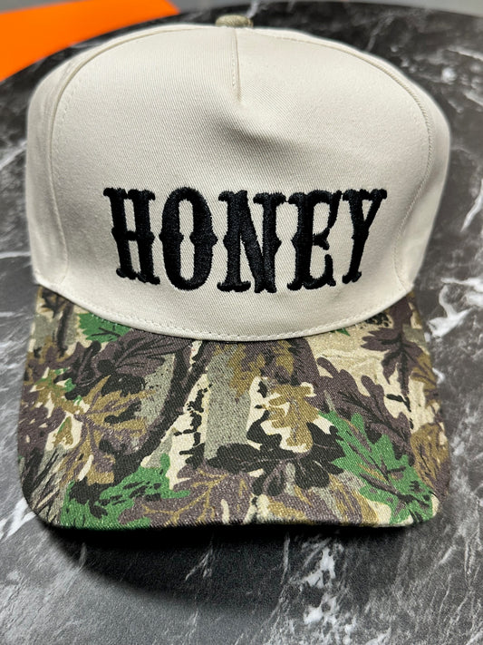 "Honey" Camo Print Baseball Hat