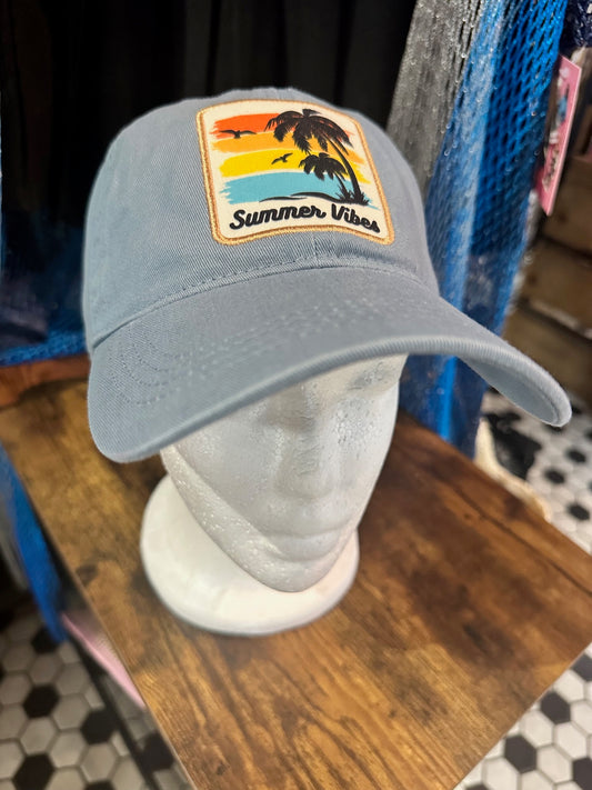 "Summer Vibes" Beach Scene Baseball Cap