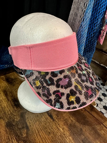 Pink Leopard Glitzy/Blingy Sun Visor