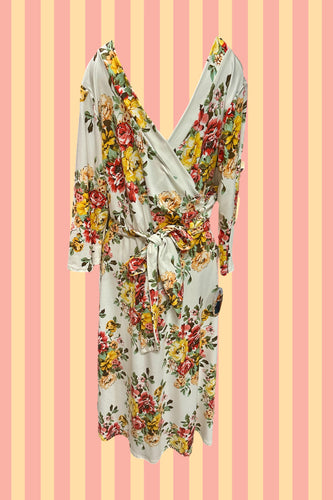 White Floral Belted Dress