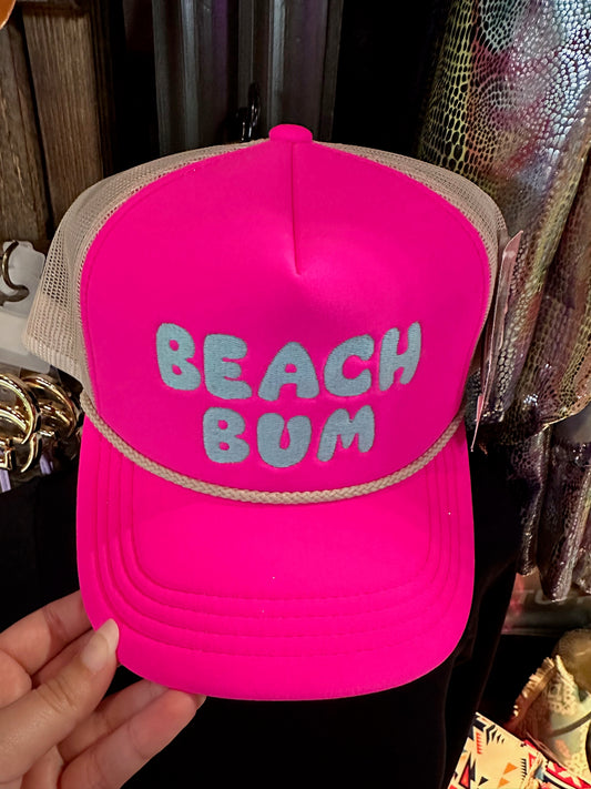"Beach Bum" Bright Pink Neon Hat