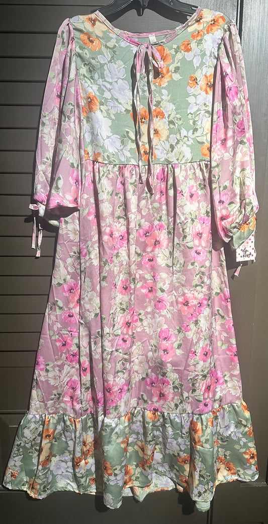 Purple & Green Floral Dress