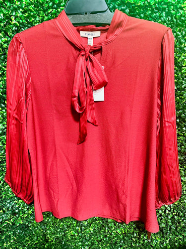 Red Dressy Top With Front Tie