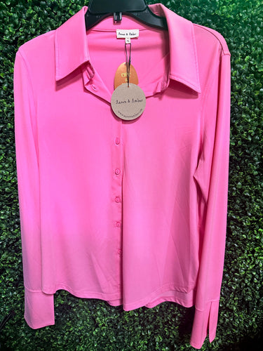 Bright Pink Button-Up Top