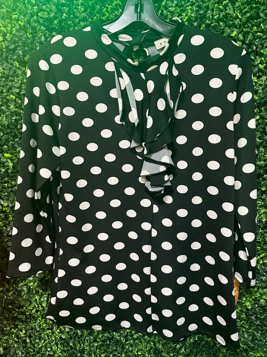 Polka Dot Ruffle Front Top