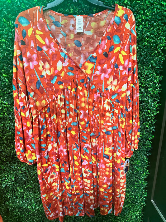 Bright Orange Floral Tunic