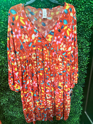 Bright Orange Floral Tunic