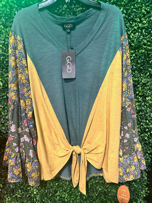 Blue & Yellow Floral W/ Front Tie