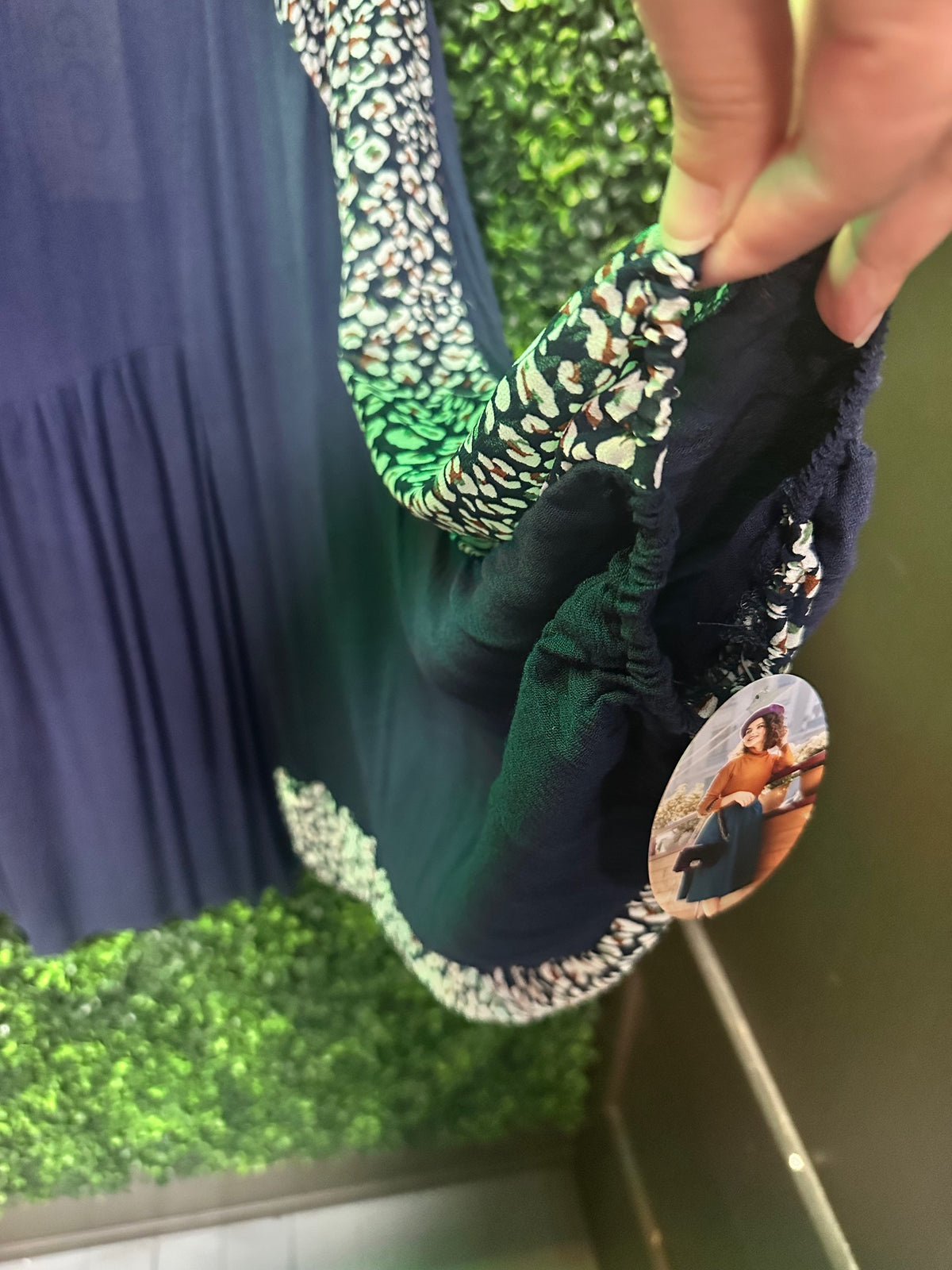 Blue Patterned Batwing Plus Size Top