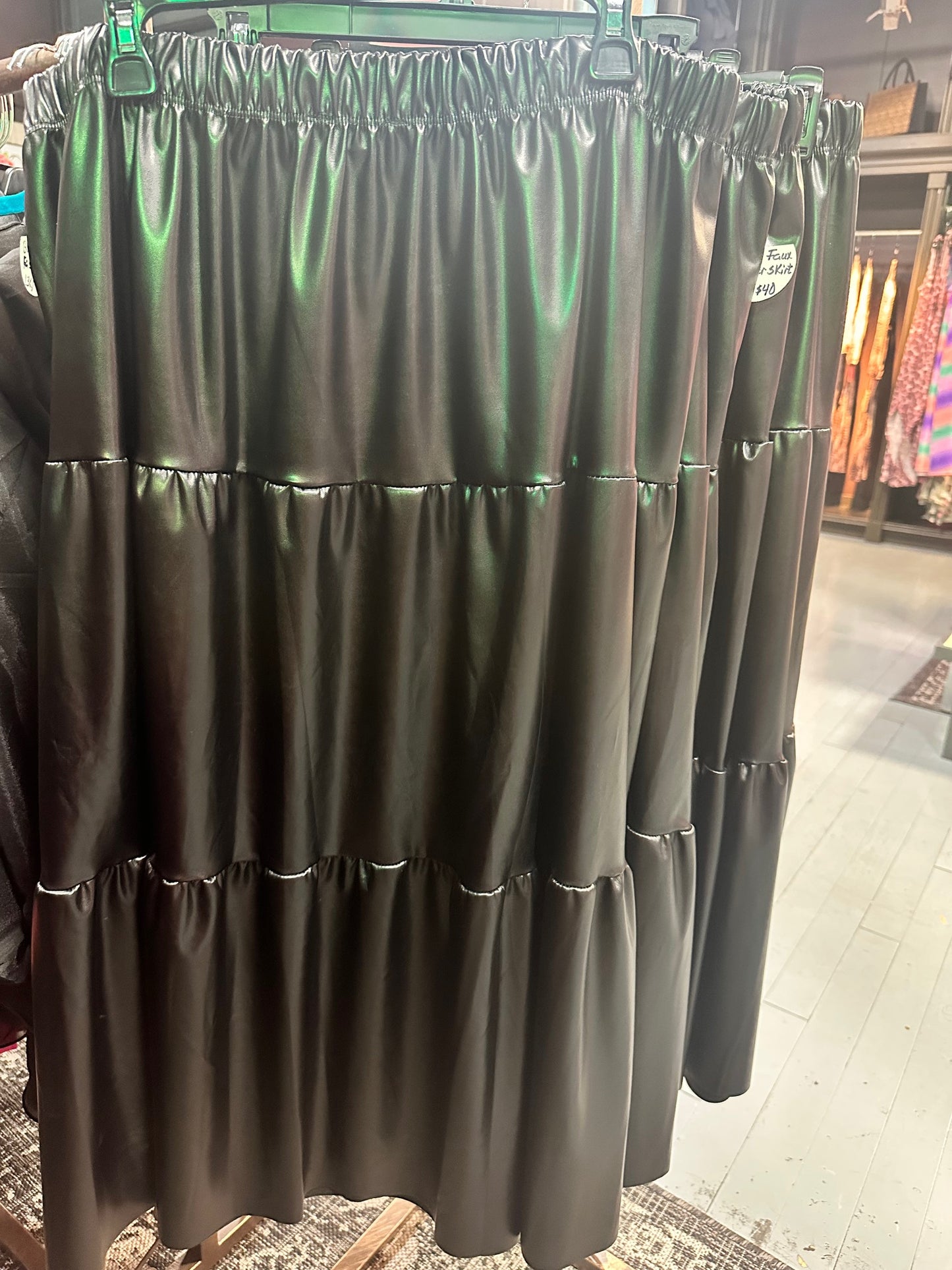 Black Plus Size Leather Skirt
