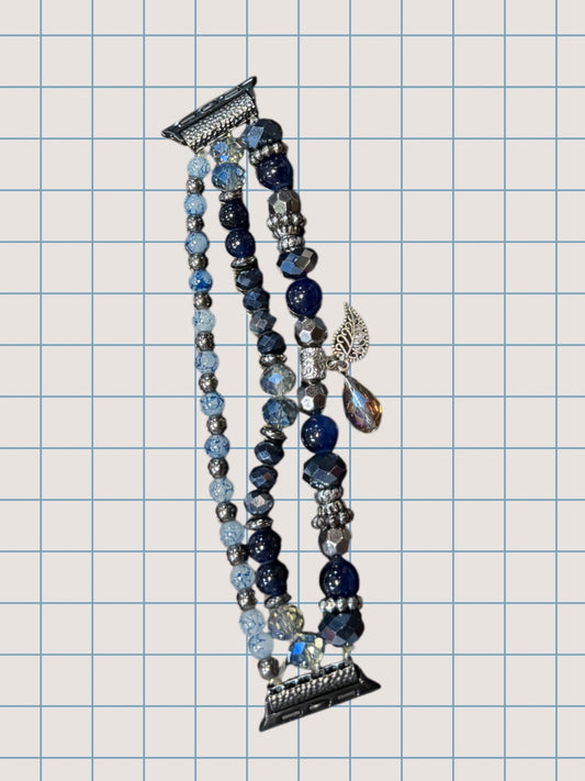 Dark Blue/Grey Apple Watch Band With Charm