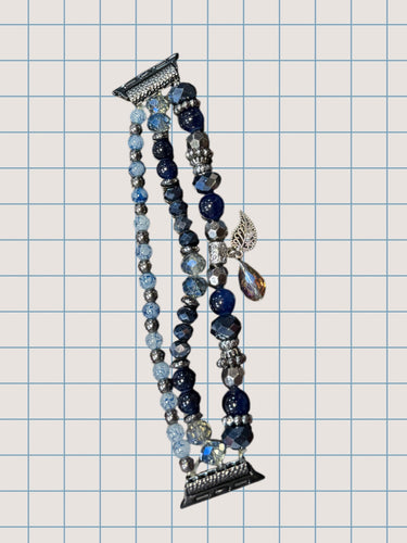 Dark Blue/Grey Apple Watch Band With Charm