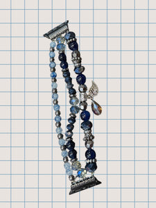 Dark Blue/Grey Apple Watch Band With Charm