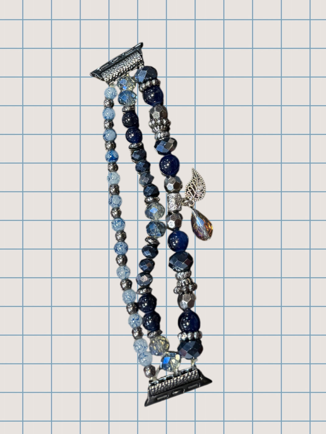 Dark Blue/Grey Apple Watch Band With Charm