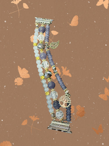 Light Blue & White Apple Watch Band With Charm